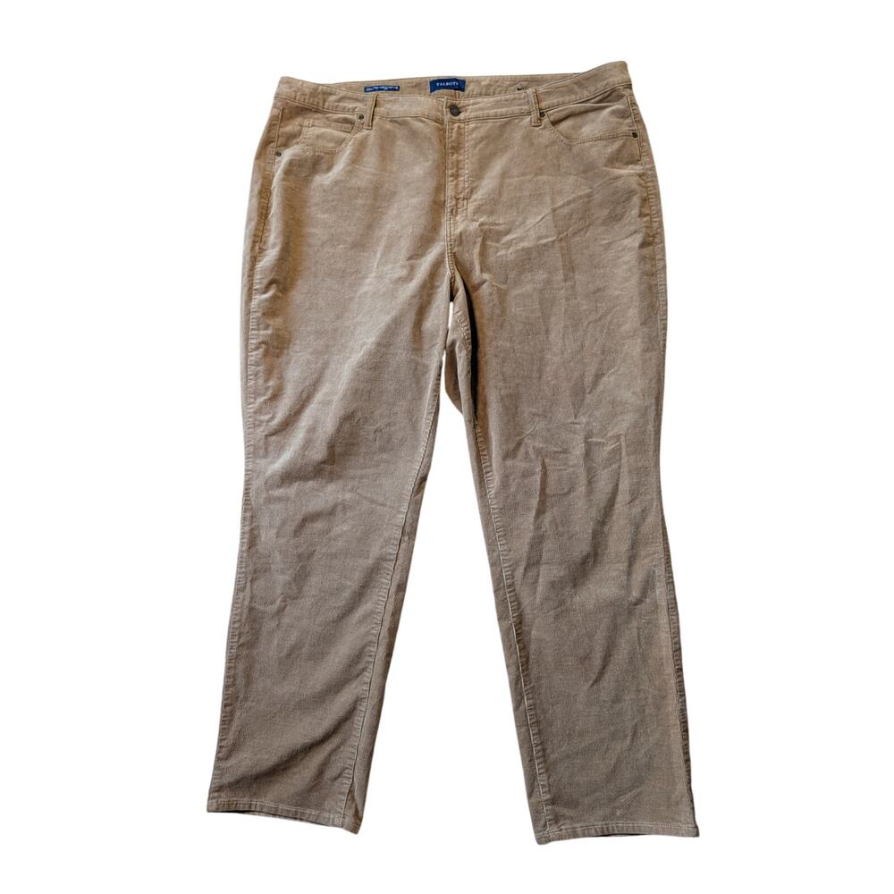 Talbots Women's Tan Beige Corduroy High Waist Straight Leg Pants Size 22W